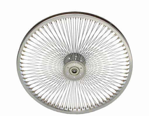 20" HOLLOW-HUB STEEL WHEEL 144 SPOKE 14G UCP BEARING 5/8IDX1-3/8OD SINGLE WALL CHROME