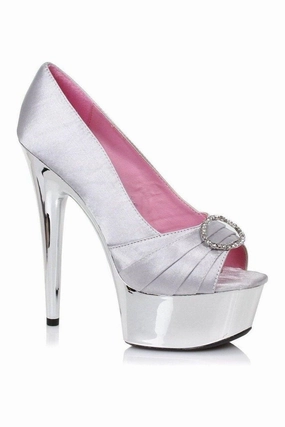 609-LAUREN Platform Pump  | Silver Faux Leather