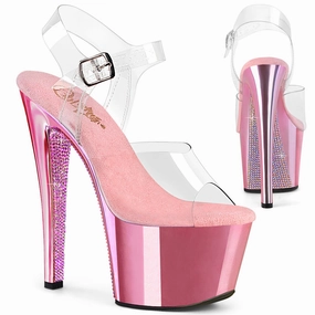 7 Inch Heel SKY-308CHRS Clear Baby Pink Chrome