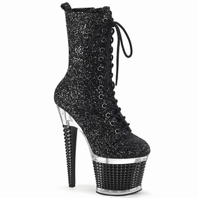7 Inch Heel SPECTATOR-1040G Black Glitter