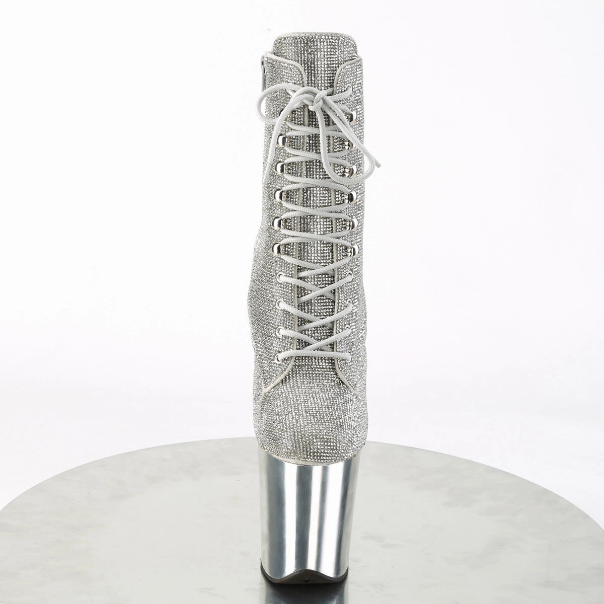 8 Inch Heel FLAMINGO-1020CHRS Silver Rhinestone