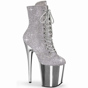 8 Inch Heel FLAMINGO-1020CHRS Silver Rhinestone