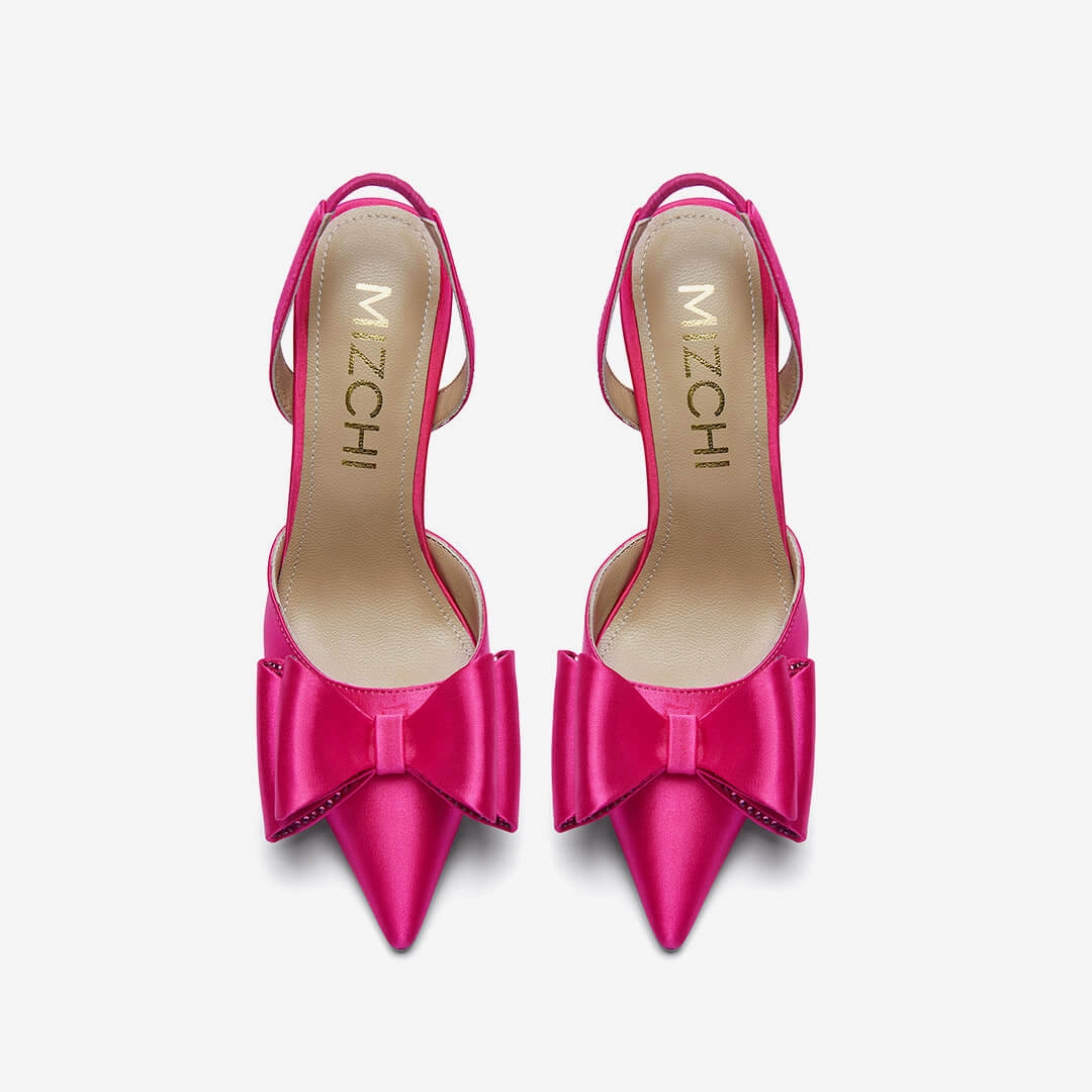 *ELYSIA - pink satin bow slingback