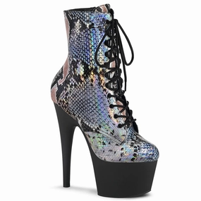 ADORE-1020SP  Silver Holographic Snake Print/Black Matte