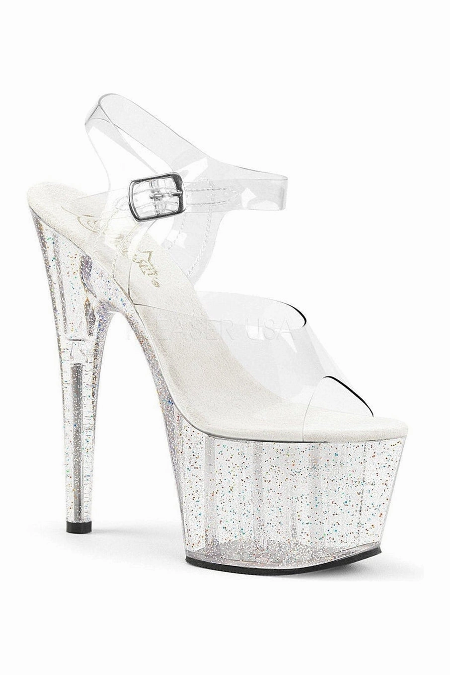 ADORE-708MG Platform Sandal  | Clear Vinyl
