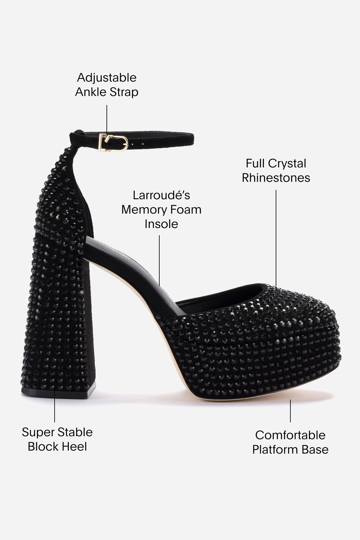 Ari Crystal Pump In Monochrome Black Suede
