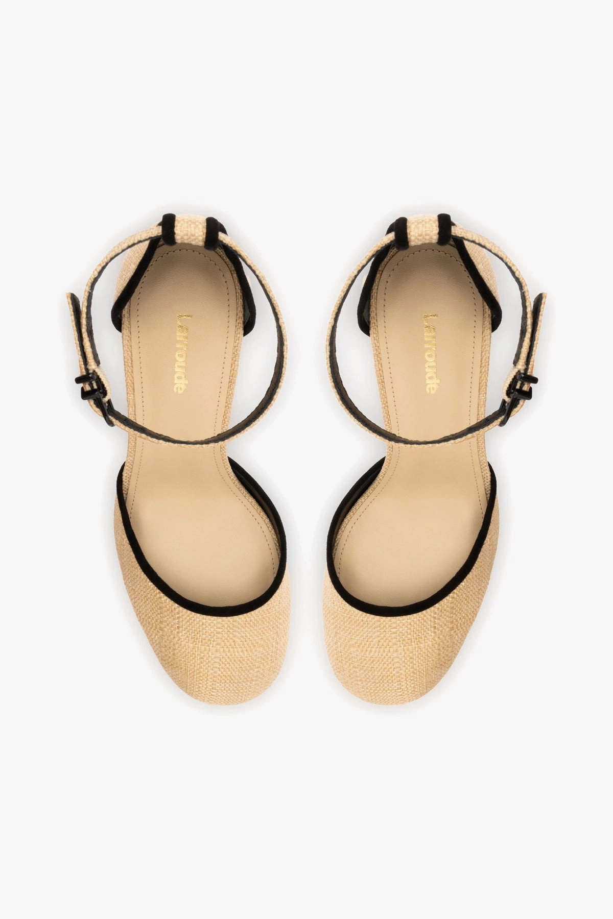 Ari Pump In Beige Raffia and Black Trimming