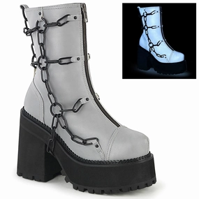 ASSAULT-66  Grey Reflective Vegan Leather