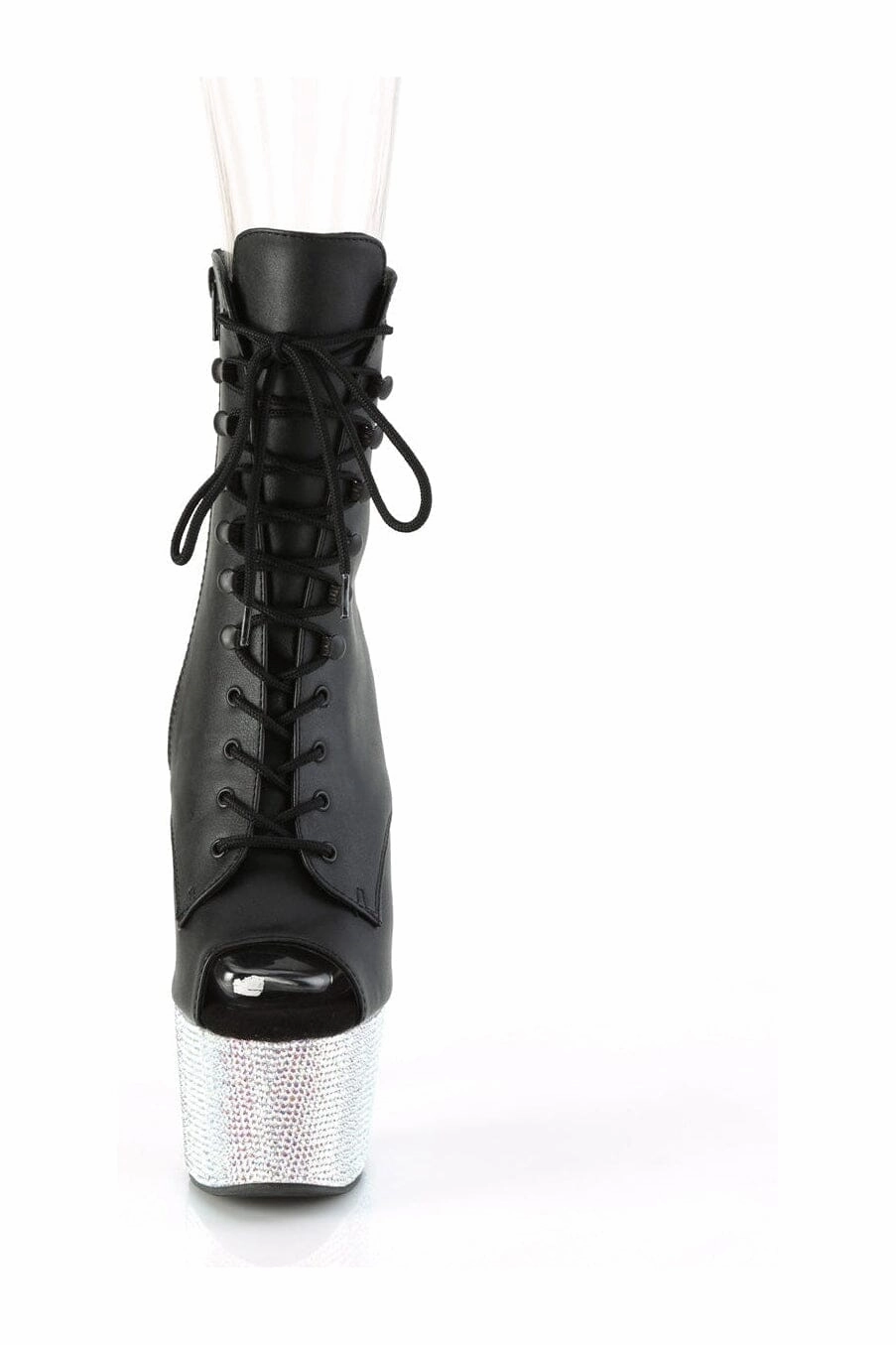 BEJEWELED-1021-7 Black Faux Leather Ankle Boot