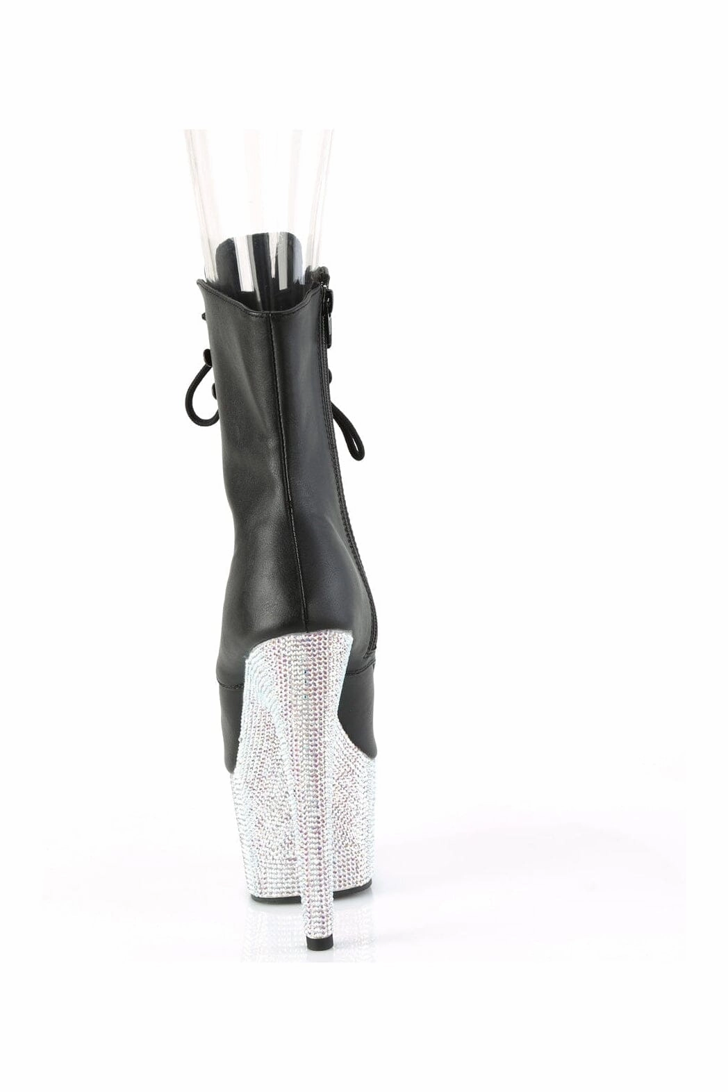 BEJEWELED-1021-7 Black Faux Leather Ankle Boot
