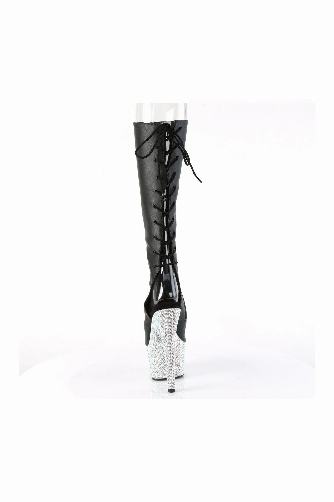 BEJEWELED-2018-7 Black Faux Leather Knee Boot