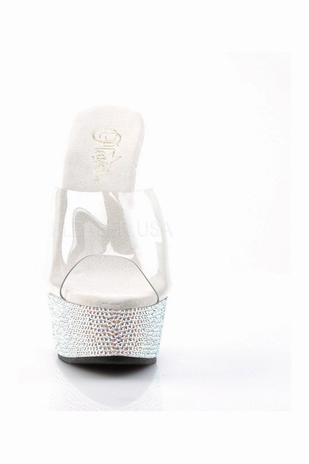 BEJEWELED-601DM Platform Slide  | Clear Vinyl