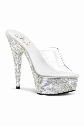 BEJEWELED-601DM Platform Slide  | Clear Vinyl