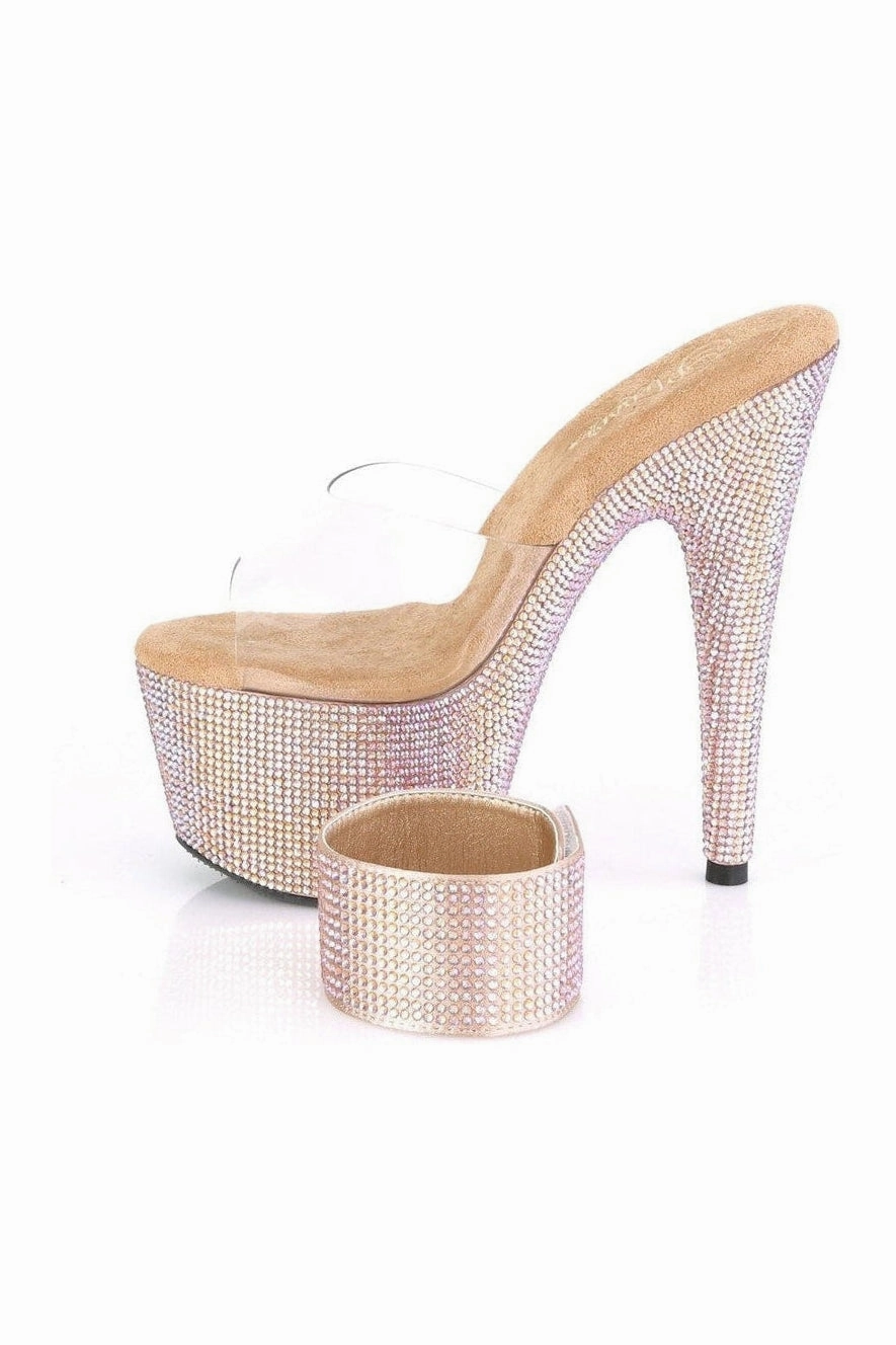 BEJEWELED-712RS Exotic Sandal | Rose Gold Vinyl