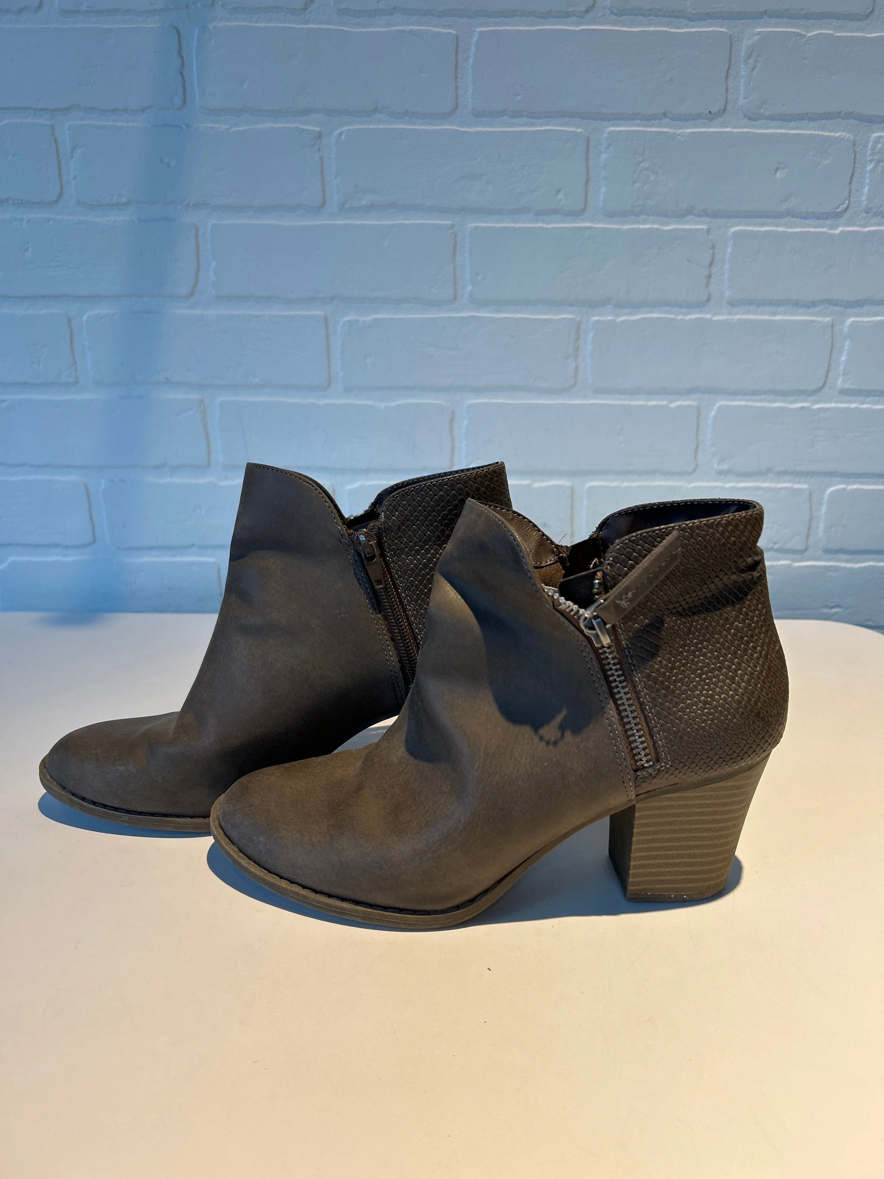 Boots Ankle Heels By Ana In Brown, Size: 8.5