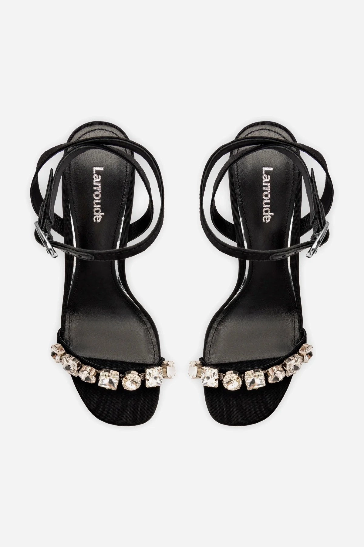Calypso Sandal In Black Fabric and Crystals