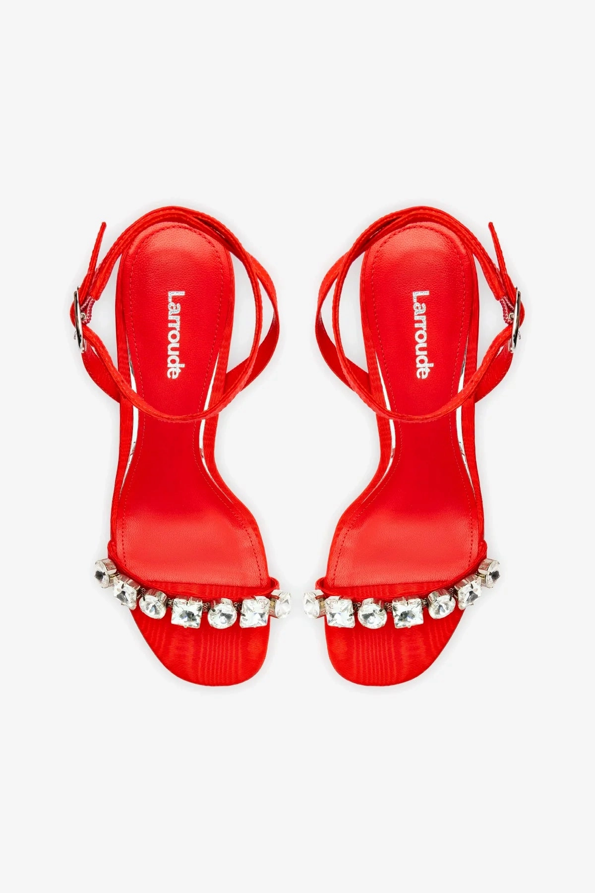 Calypso Sandal In Red Fabric and Crystals