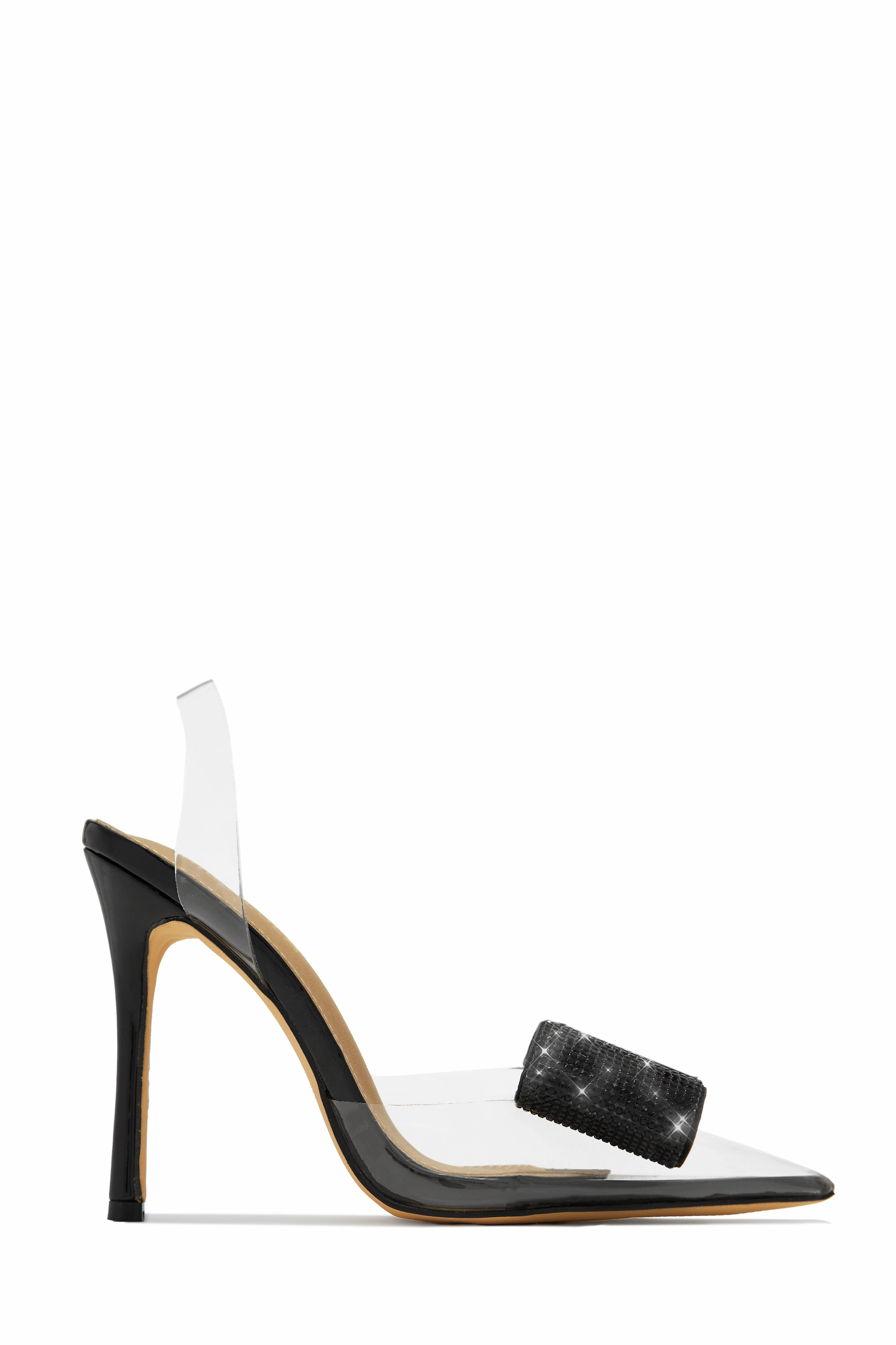 Chiara Embellished Bow Clear High Heel Pumps - White