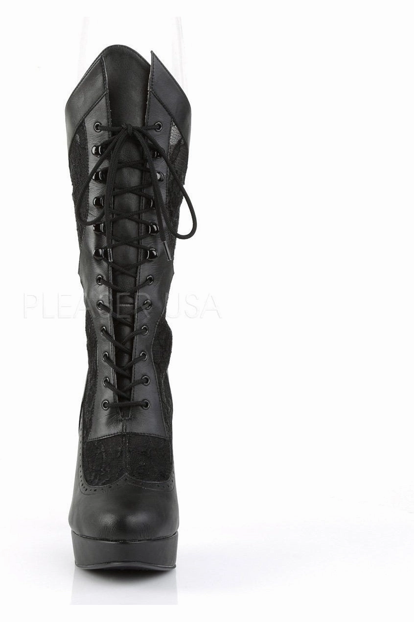 CHLOE-115 Knee Boot  | Black Faux Leather