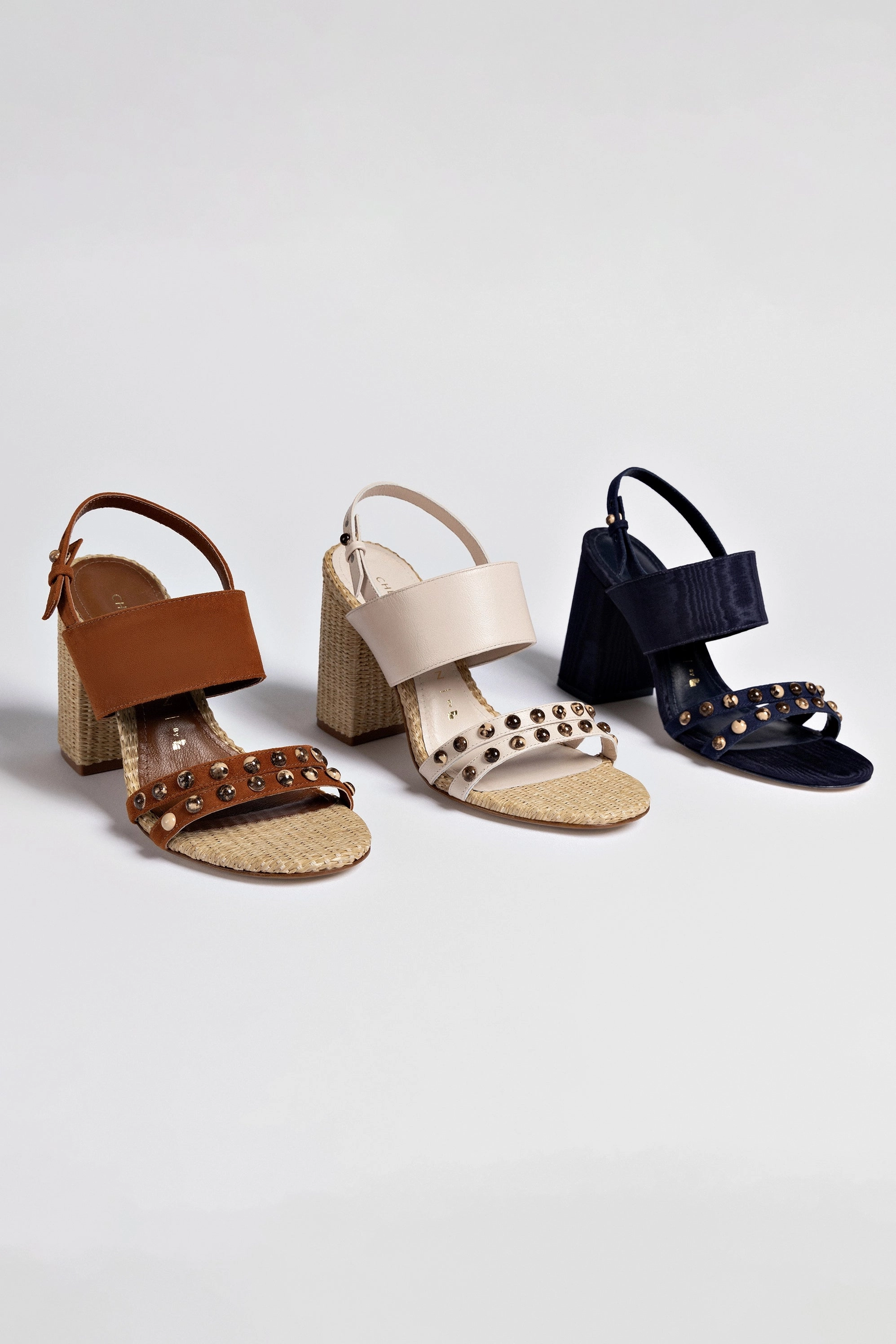Chloe Gosselin by Larroudé Margot Sandal In Chestnut Suede and Natural Raffia