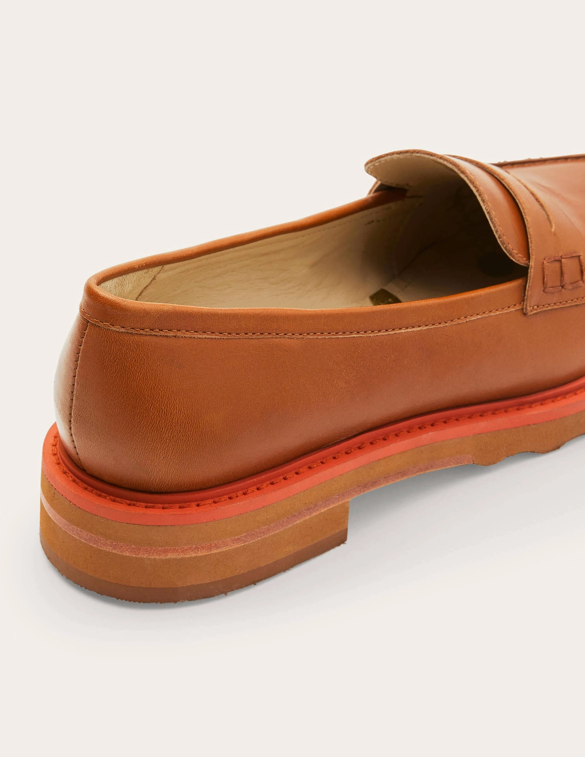 Chunky Penny Loafers-Tan/Cherry Red