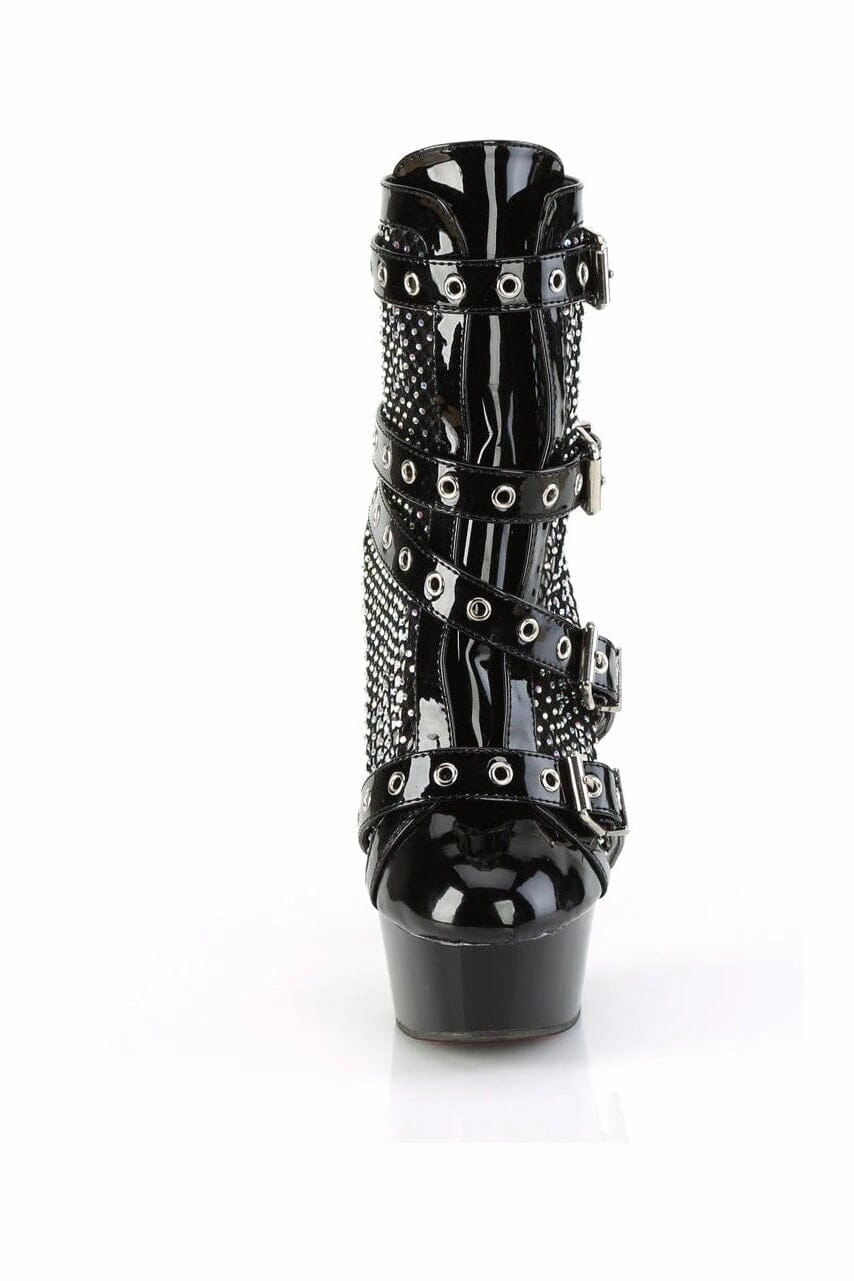 DELIGHT-1013RM Black Patent Ankle Boot