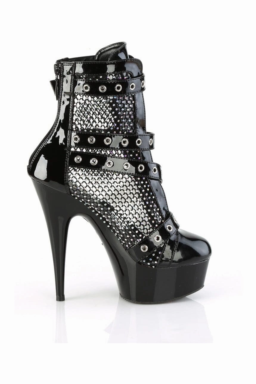 DELIGHT-1013RM Black Patent Ankle Boot