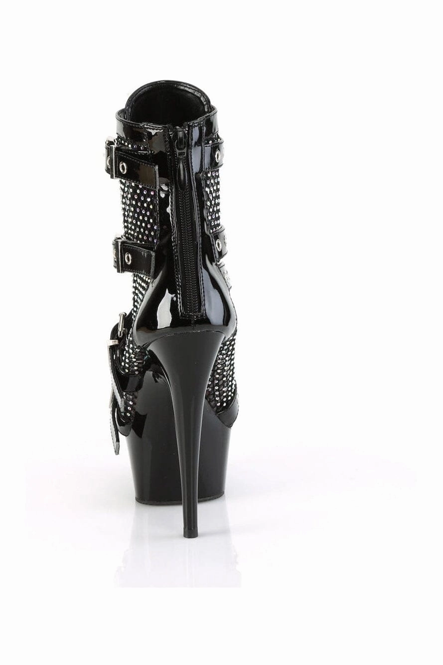 DELIGHT-1013RM Black Patent Ankle Boot
