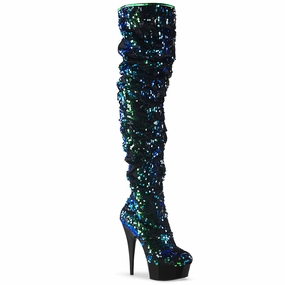 DELIGHT-3004  Green Iridescent Sequins/Black