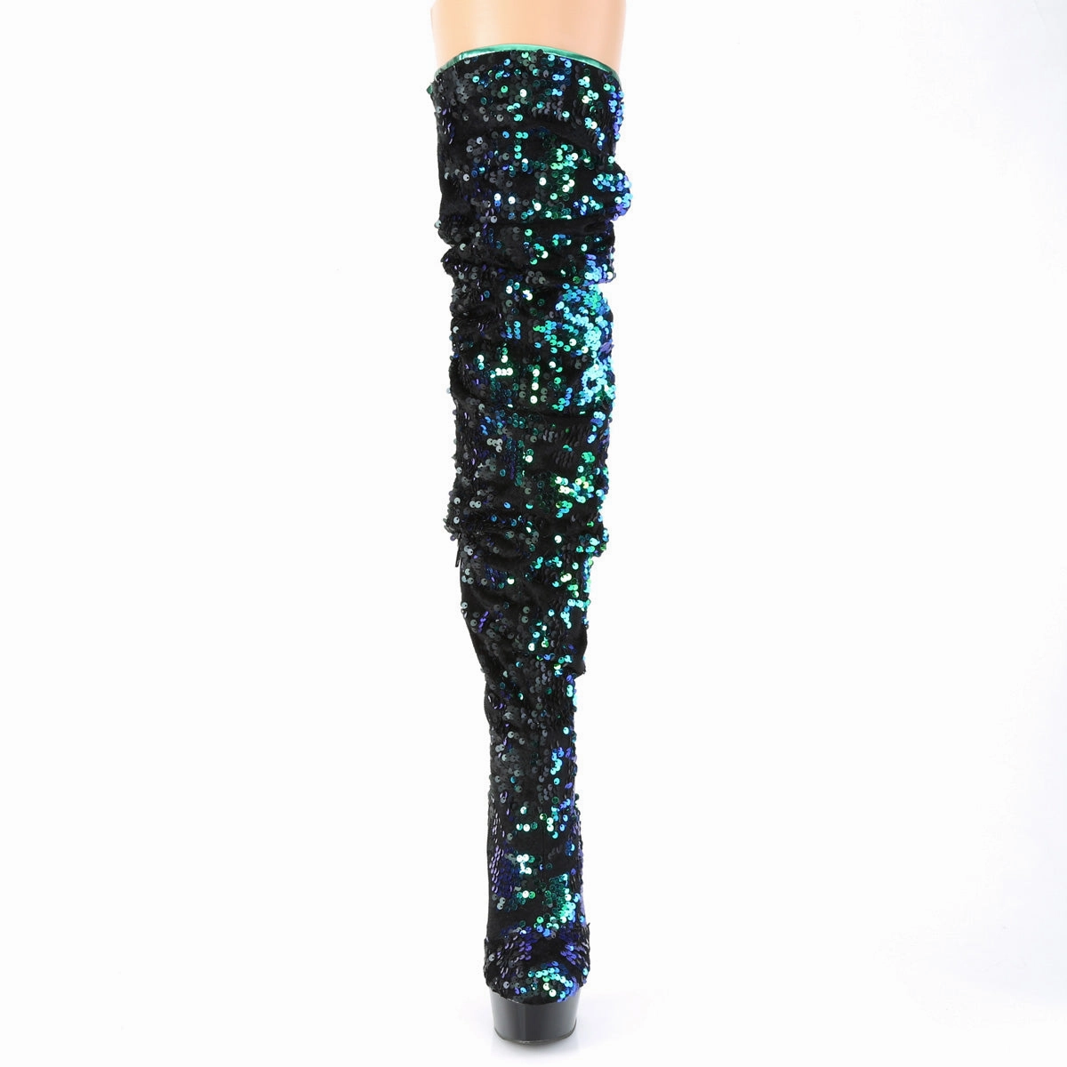 DELIGHT-3004  Green Iridescent Sequins/Black