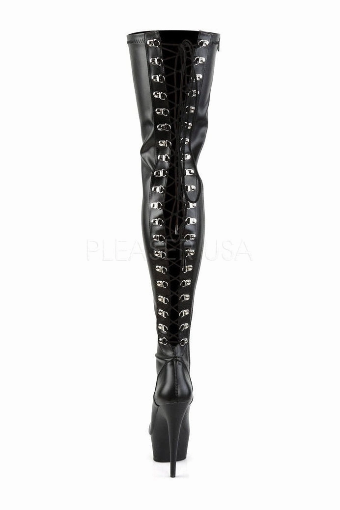 DELIGHT-3063 Platform Boot  | Black Faux Leather