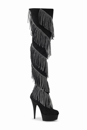 DELIGHT-3065 Thigh Boot | Black Faux Suede