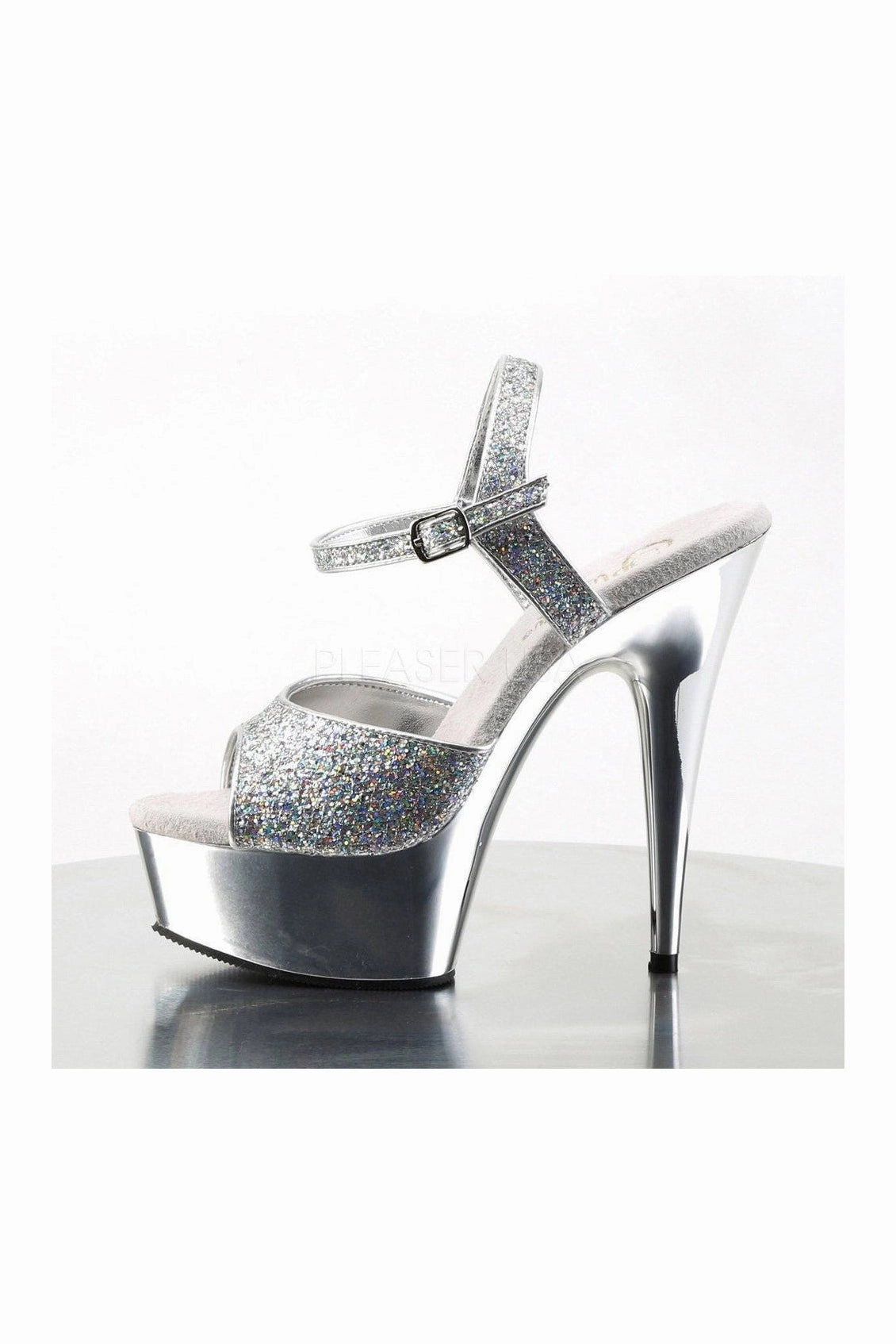 DELIGHT-609G Platform Sandal  | Silver Glitter
