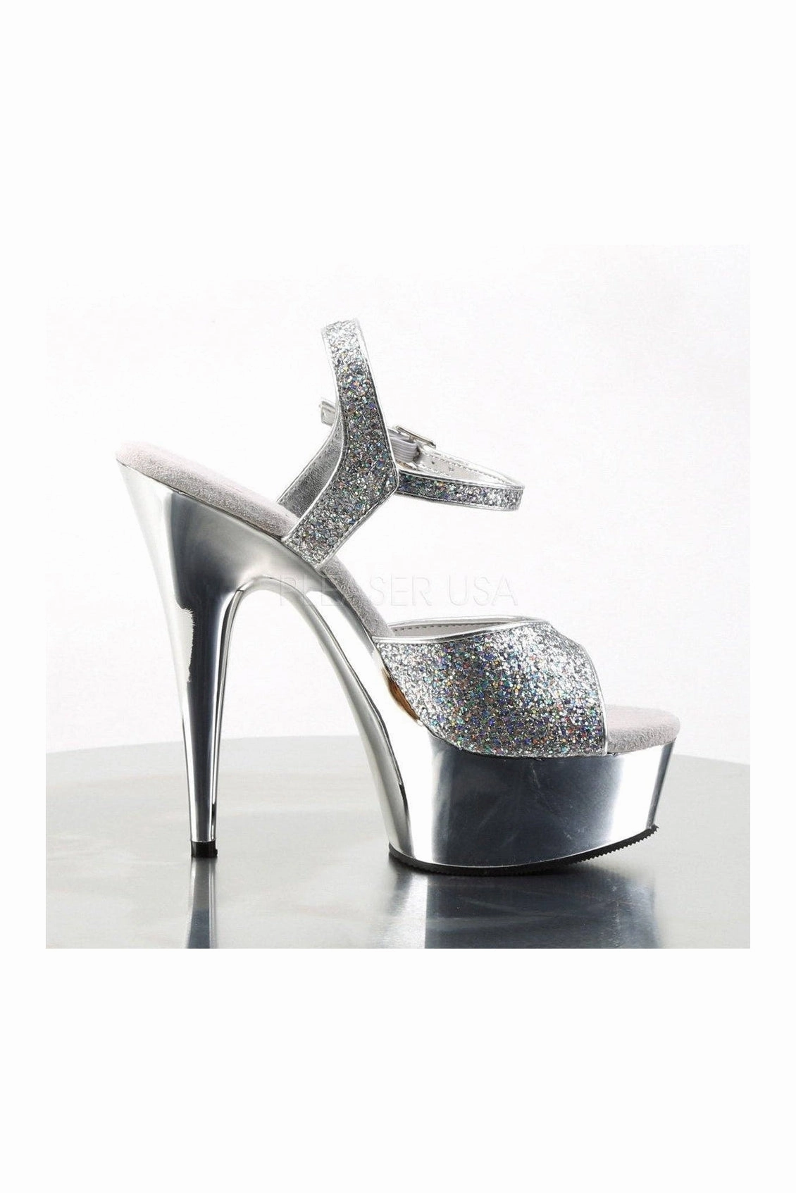 DELIGHT-609G Platform Sandal  | Silver Glitter
