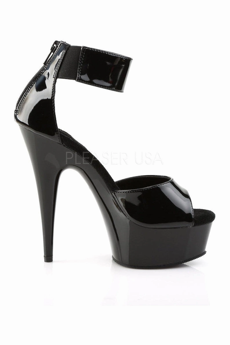 DELIGHT-670-3 Platform Sandal  | Black Patent