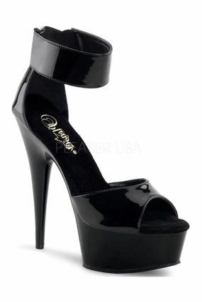 DELIGHT-670-3 Platform Sandal  | Black Patent