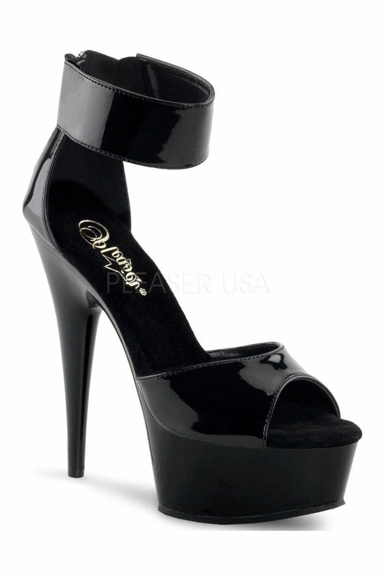 DELIGHT-670-3 Platform Sandal  | Black Patent