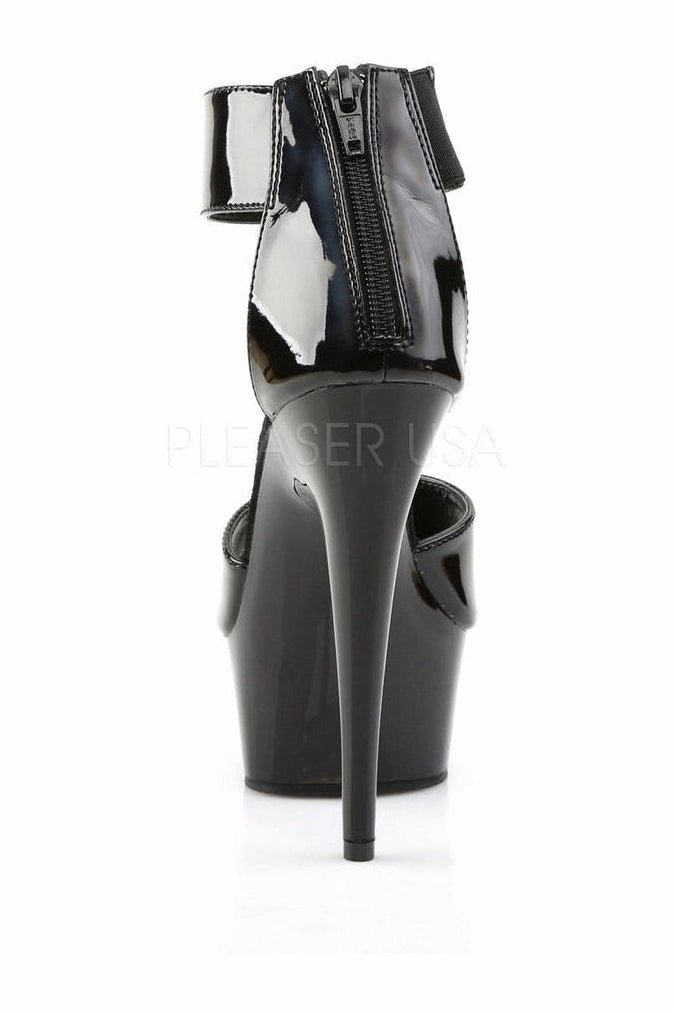 DELIGHT-670-3 Platform Sandal  | Black Patent