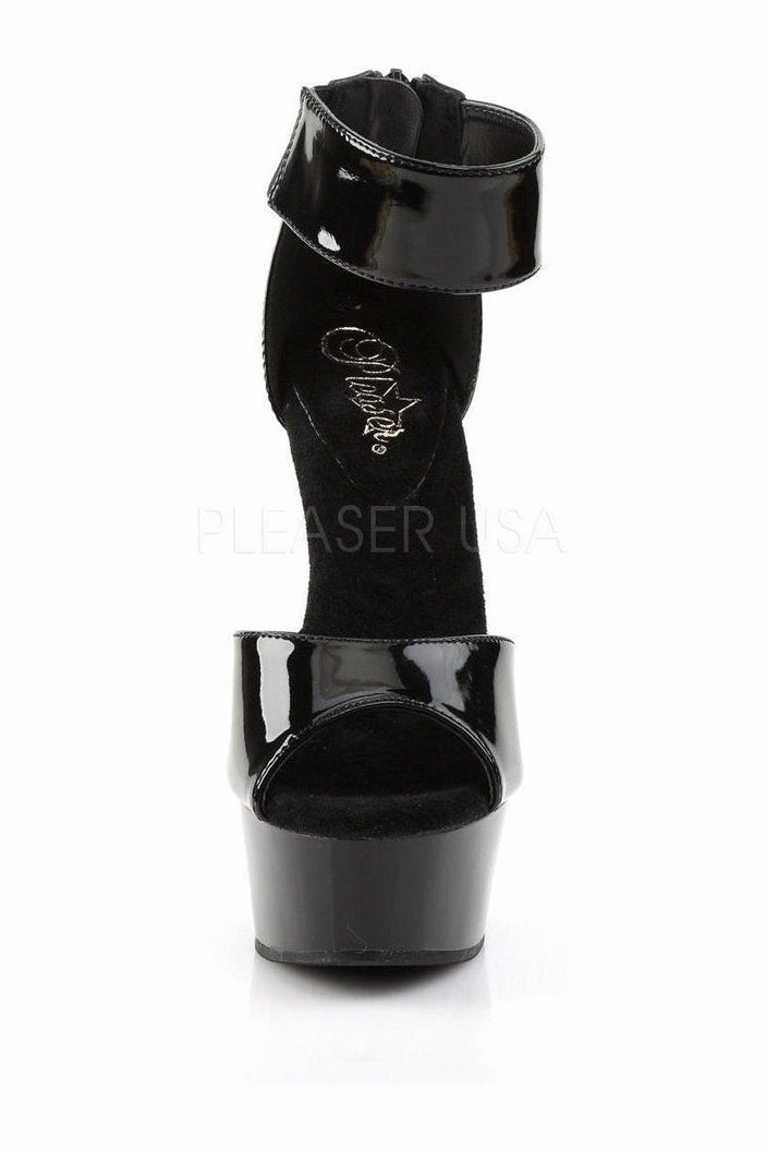DELIGHT-670-3 Platform Sandal  | Black Patent