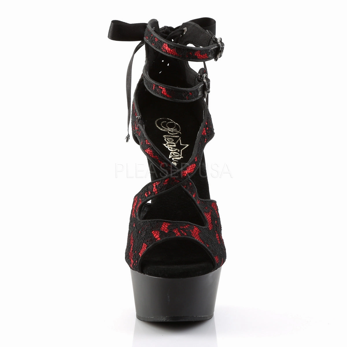 DELIGHT-678LC  Red Satin-Lace/Black Matte