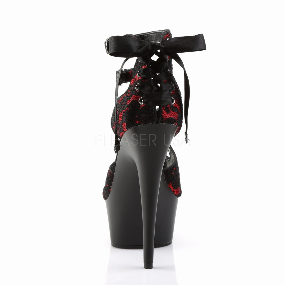 DELIGHT-678LC  Red Satin-Lace/Black Matte