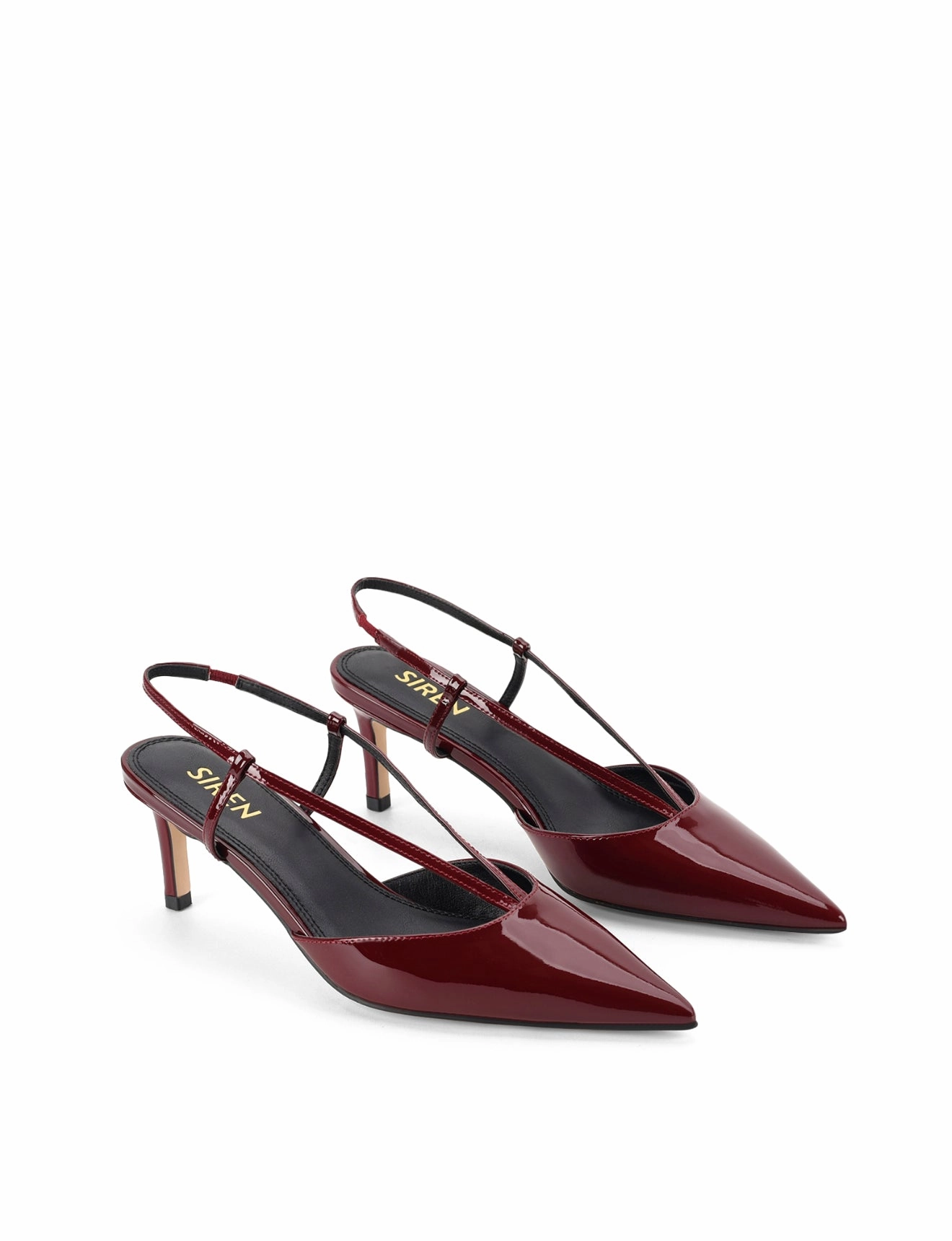 Dreamer Slingback Kitten Heels - Wine Patent Leather