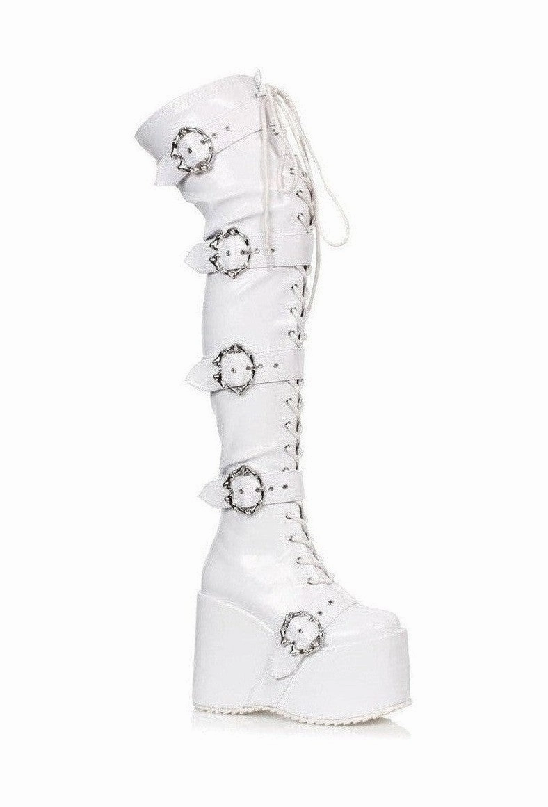 Ellie Shoes 500-KAMORA Chunky Platform Thigh High Stretch Boot w/Buckles