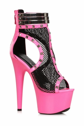 Ellie Shoes 709-FORGE Stiletto Boot with Fishnet & Stud Embellishments