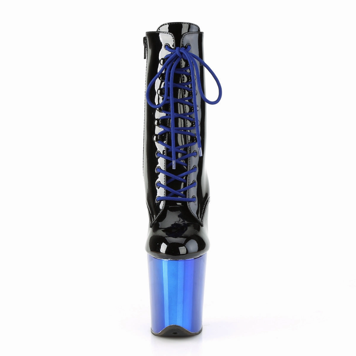 FLAMINGO-1020  Black Patent/Royal Blue Chrome