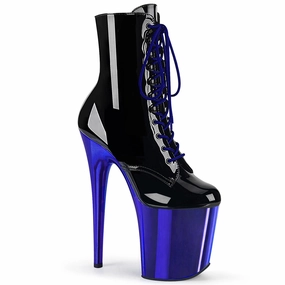 FLAMINGO-1020  Black Patent/Royal Blue Chrome