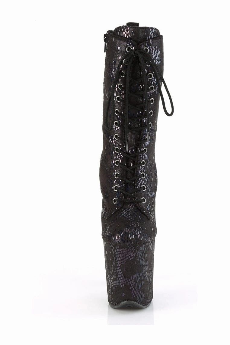 FLAMINGO-1040SPF Black Faux Snake Ankle Boot