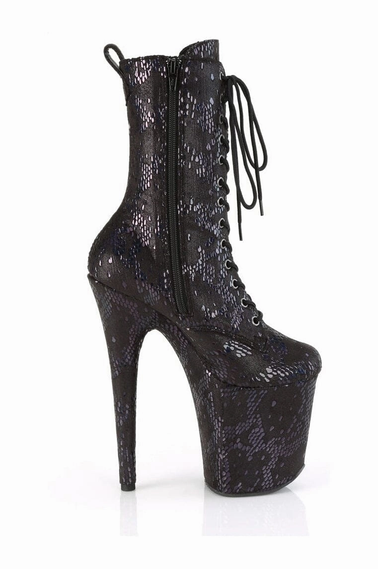 FLAMINGO-1040SPF Black Faux Snake Ankle Boot