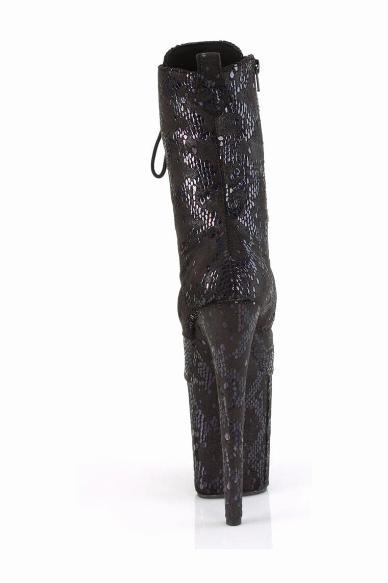 FLAMINGO-1040SPF Black Faux Snake Ankle Boot