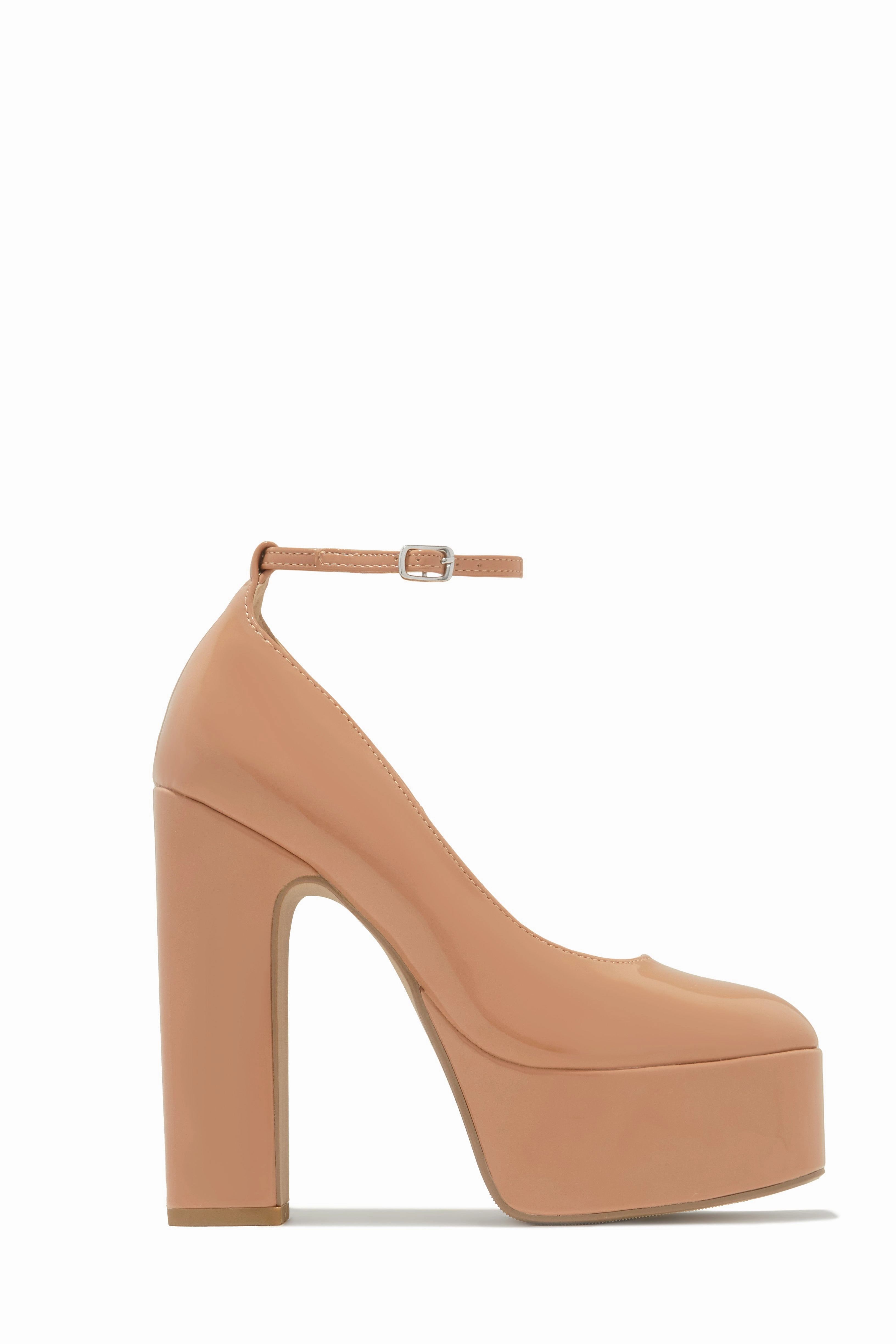 Hanna Platform Block Heels - Nude